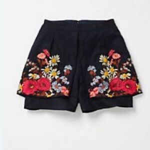 Anthropolgie elevenses navy embroidered shorts